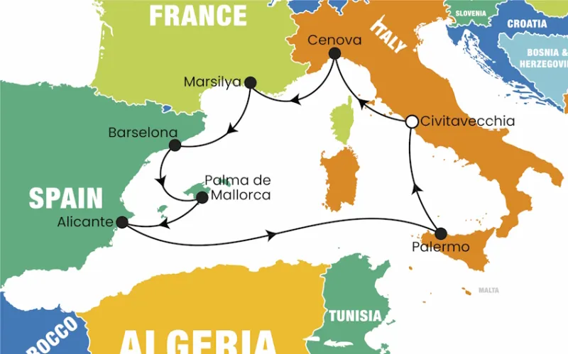 Costa Toscana ile Balear Adaları ve Batı Akdeniz Turu Pegasus ile / 8 Gece Konaklamalı / İstanbul Çıkışlı / 19 Kasım