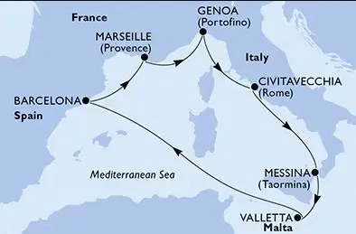 MSC World Asia ile Malta ve Sicilya'lı Batı Akdeniz Turu THY ile / 8 Gece Konaklamalı / İstanbul Çıkışlı / 6 Mart