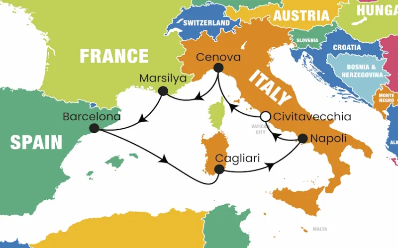 Costa Smeralda ile Batı Akdeniz ve Sardinya Adası Turu Pegasus ile / 7 Gece Konaklamalı / İstanbul Çıkışlı / 8 Temmuz