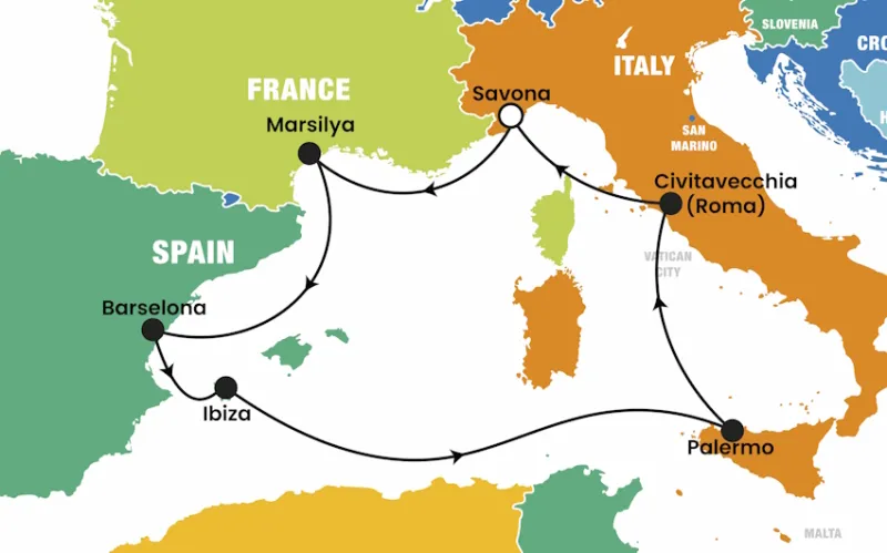 Costa Toscana ile Balear Adaları & Batı Akdeniz Turu THY ile / 7 Gece Konaklamalı / İstanbul Çıkışlı / 2 Temmuz